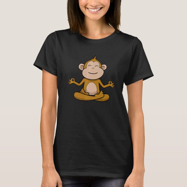 Yoga Monkey Meditating Zen for Yoga T Shirt (Framsida)