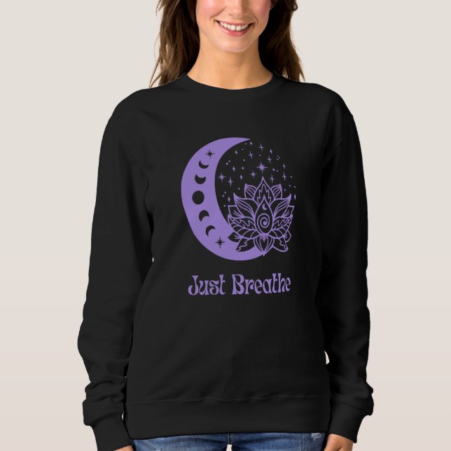 Yoga Moon Phase Lotus Flower Reiki Meditation Just T Shirt (Framsida)