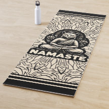 Yoga namaste Buddha-katt. Grym och svart