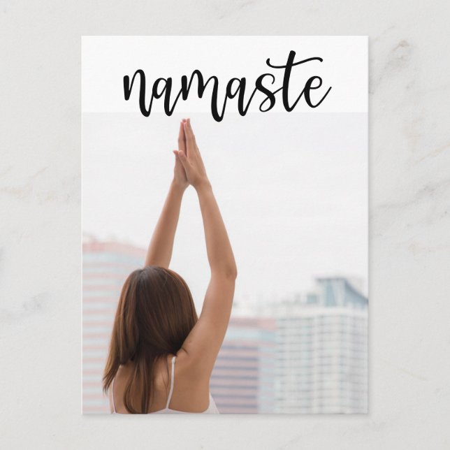 Yoga Namaste Kvinna poserar yoga Vykort (Framsida)