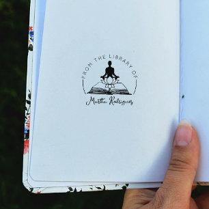 Yoga Namaste Lotus Bok från Bibliotek Stämpel