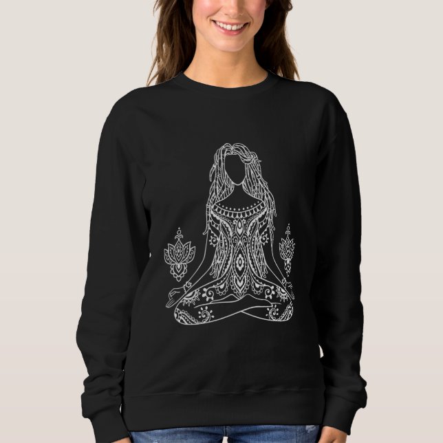 Yoga Namaste Måne Buddha Position T Shirt (Framsida)