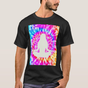 Yoga Namaste Måne Tie Die Buddha Pose Flowers T Shirt