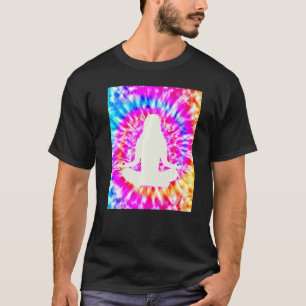 Yoga Namaste Måne Tie Die Buddha Pose Flowers T Shirt