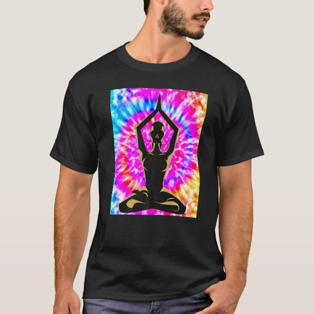 Yoga Namaste Måne Tie Die Buddha Pose T Shirt (Framsida)