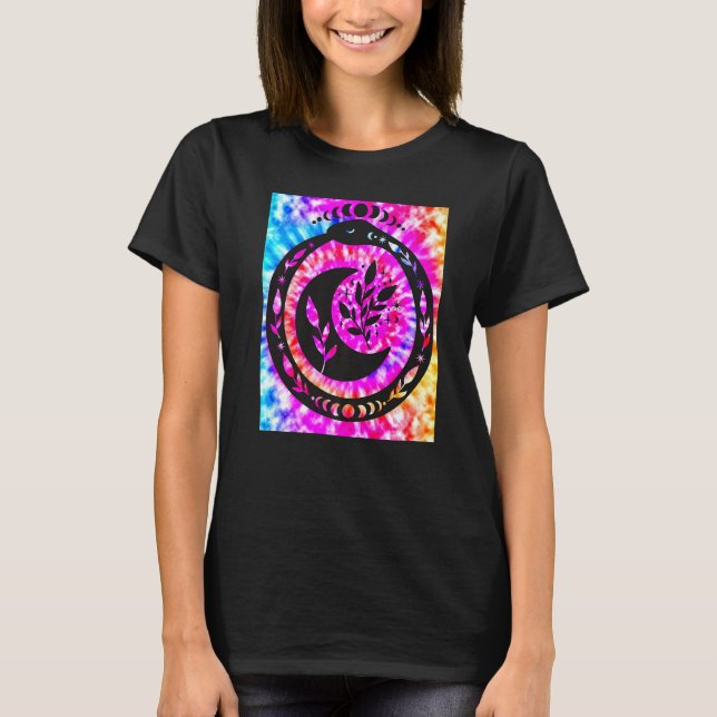 Yoga Namaste Måne Tie Die Buddha Snake T Shirt (Framsida)