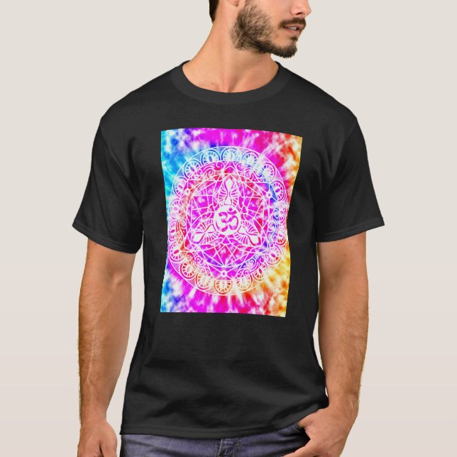 Yoga Namaste Måne Tie Die Buddha T Shirt (Framsida)
