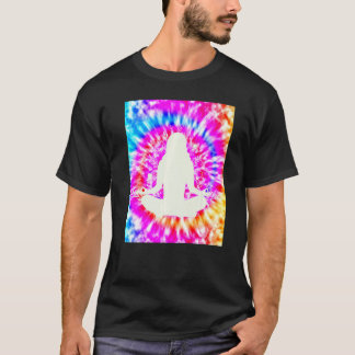 Yoga Namaste Måne Tie Dye Buddha Pose Blommor T Shirt