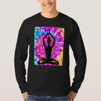 Yoga Namaste Måne Tie Dye Buddha Pose   T Shirt