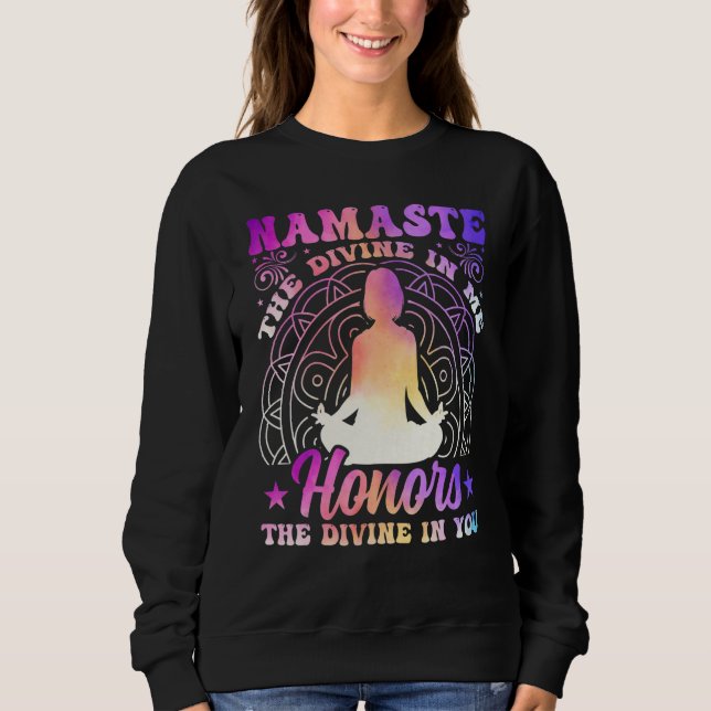 Yoga Namaste the Divine in Me Spiritual Yoga Medit T Shirt (Framsida)