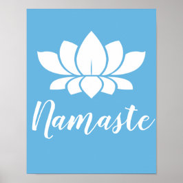 Yoga Namaste White Lotus Flower & Lugn Blue Poster