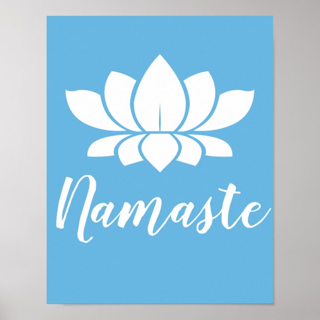 Yoga Namaste White Lotus Flower & Lugn Blue Poster (Framsidan)