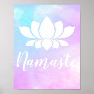 Yoga Namaste White Lotus Flower & Pastels Poster