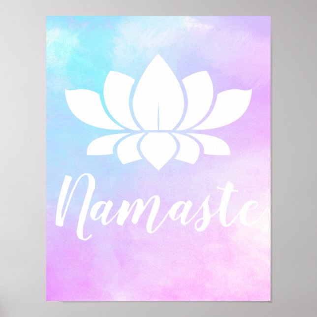 Yoga Namaste White Lotus Flower & Pastels Poster (Framsidan)