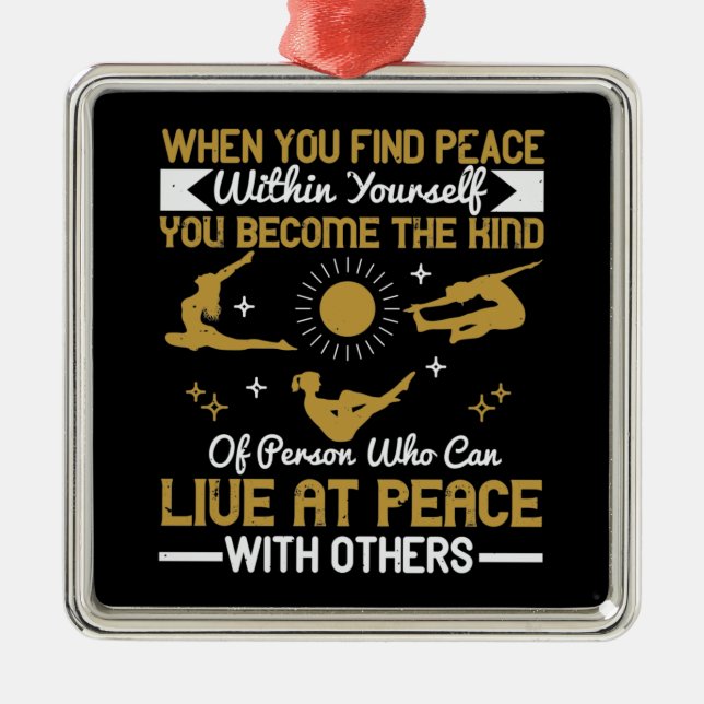 Yoga - när du hittar fred inom dig själv julgransprydnad metall (Framsidan)