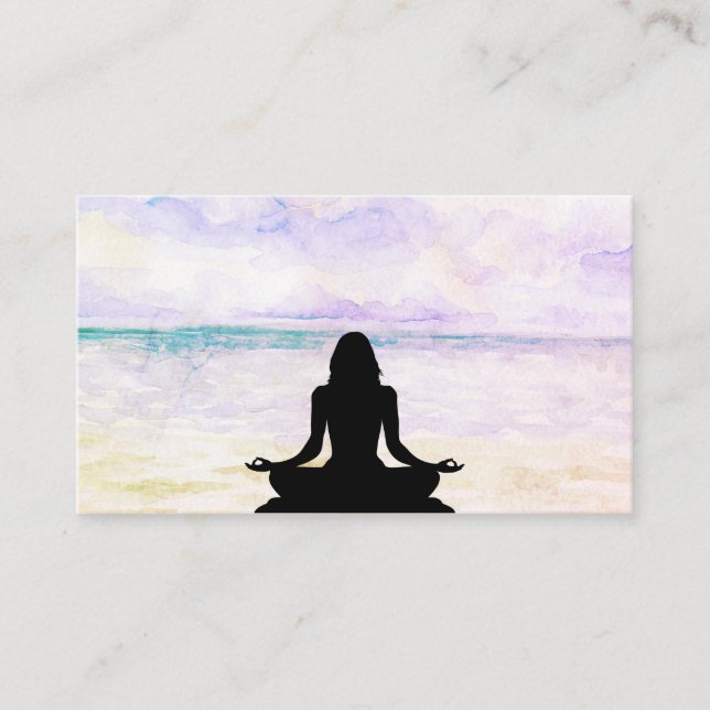 *~* Yoga Ocean Sunset Mindfulness Meditation Visitkort (Framsida)
