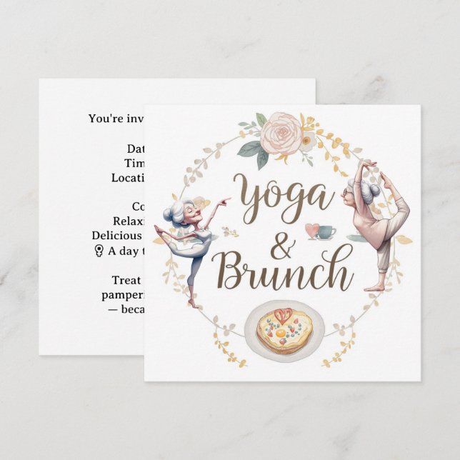 Yoga och Brunch Inbjudningar (Fram/baksida)