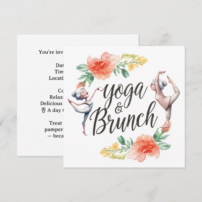 Yoga och Brunch Inbjudningar (Fram/baksida)