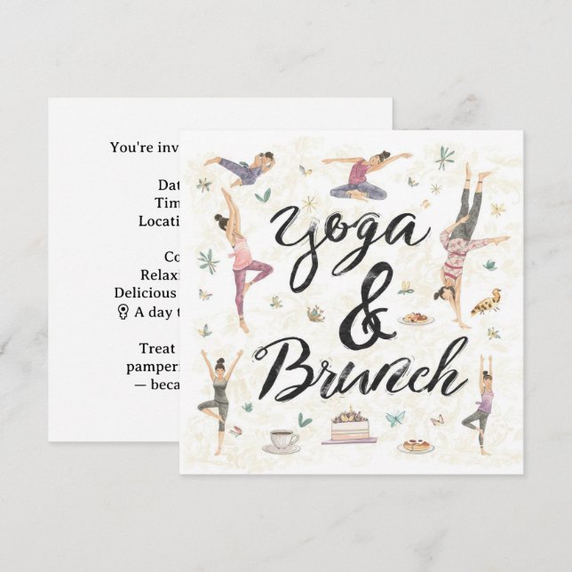 Yoga och Brunch Inbjudningar (Fram/baksida)