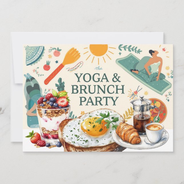 Yoga och Brunch Party Inbjudningar (Framsida)