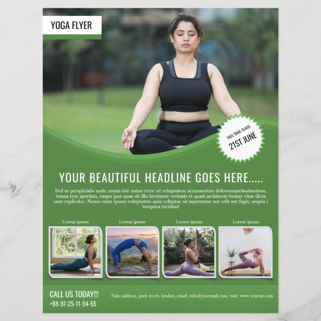 Yoga och Fitness Flyer Mall (Framsida)