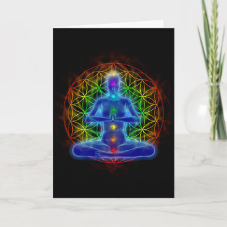 Yoga och meditation - blomma av liv kort