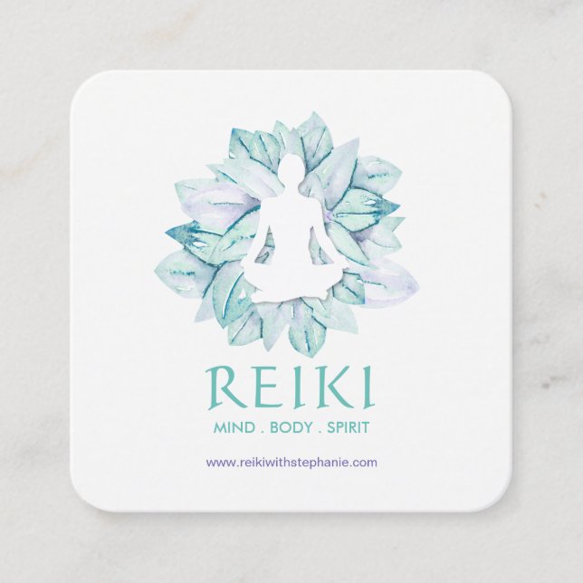 Yoga och Reiki visitkortar Fyrkantigt Visitkort (Framsida)