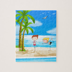 Yoga och strand pussel