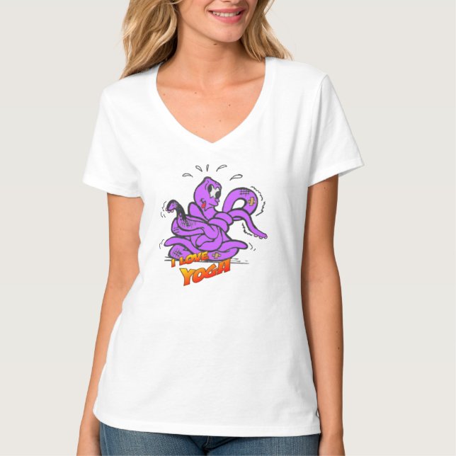Yoga Octopus i en Knot Womens T-shirt (Framsida)