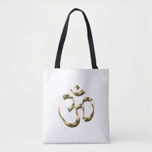 Yoga, Om Aum-ikon, hinduistisk symbol, guld-vit Tygkasse