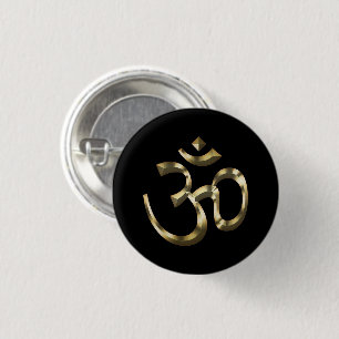 Yoga, Om Aum-ikon, hinduistisk symbol, svart guld Knapp