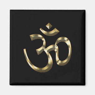 Yoga, Om Aum-ikon, hinduistisk symbol, svart guld Magnet