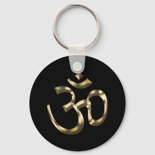 Yoga, Om Aum-ikon, hinduistisk symbol, svart guld Nyckelring