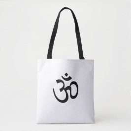 Yoga, Om Aum-ikon, hinduistisk symbol, svart vitt Tygkasse