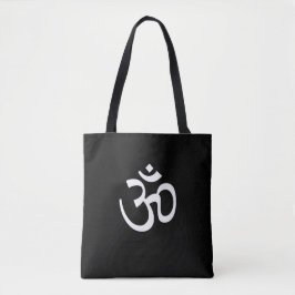 Yoga, om Aum-ikon, hinduistisk symbol, svart-vitt Tygkasse