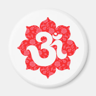 Yoga Om i Lotus Red Magnet