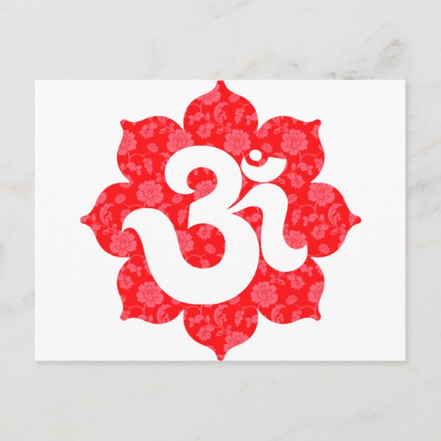 Yoga Om i Lotus Red Vykort (Framsida)