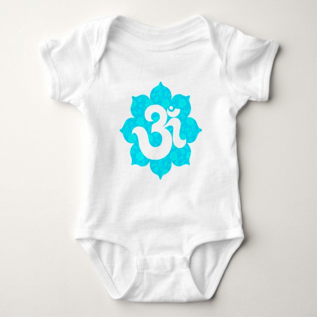 Yoga Om i lotusblomma tänder - blått T-shirt (Framsida)