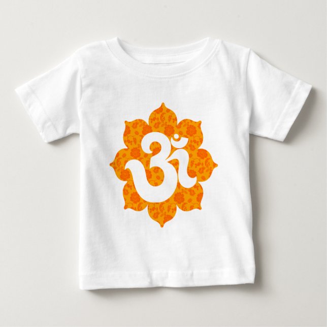 Yoga Om i lotusblommaorange T-shirt (Framsida)