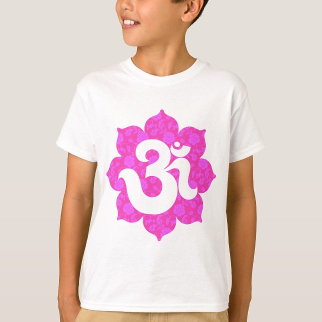Yoga Om i lotusblommarosor Tee (Framsida)