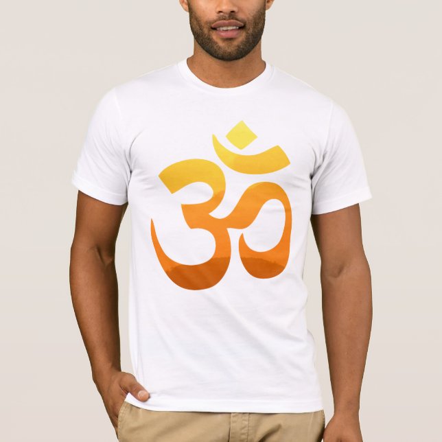Yoga Om Mantra Guld Sol Front Design Manar White T Shirt (Framsida)