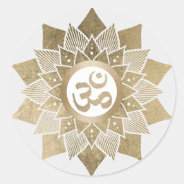 Yoga Om Symbol Guld Lotus Flower Namaste Runt Klistermärke
