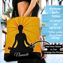 Yoga på Orange Sunbeams - Add Namn eller Your Text Tygkasse