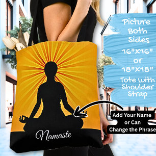 Yoga på Orange Sunbeams - Add Namn eller Your Text Tygkasse