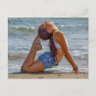 Yoga på stranden Photo Vykort