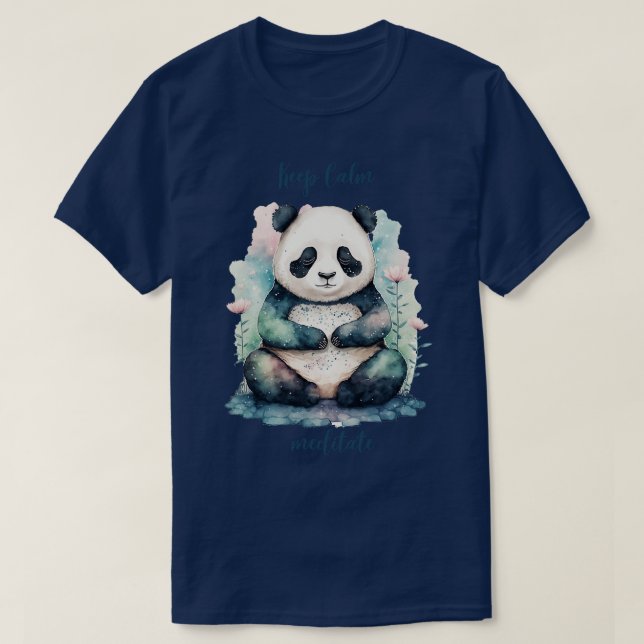 yoga panda behålla lugn meditate t shirt (Design framsida)