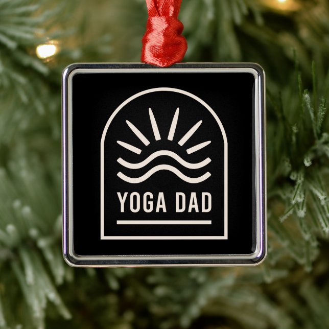 Yoga pappa far-vintage, svart julgransprydnad metall (Träd)