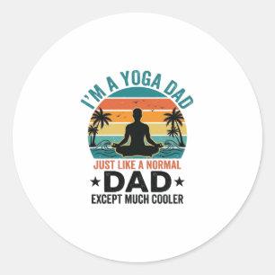 Yoga Pappa Vintage Solnedgång Rolig Fader Tröja De Runt Klistermärke