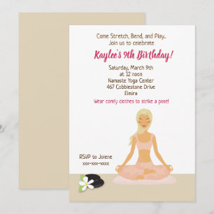 Yoga Party Girl Girl's Birthday bjudande Inbjudningar