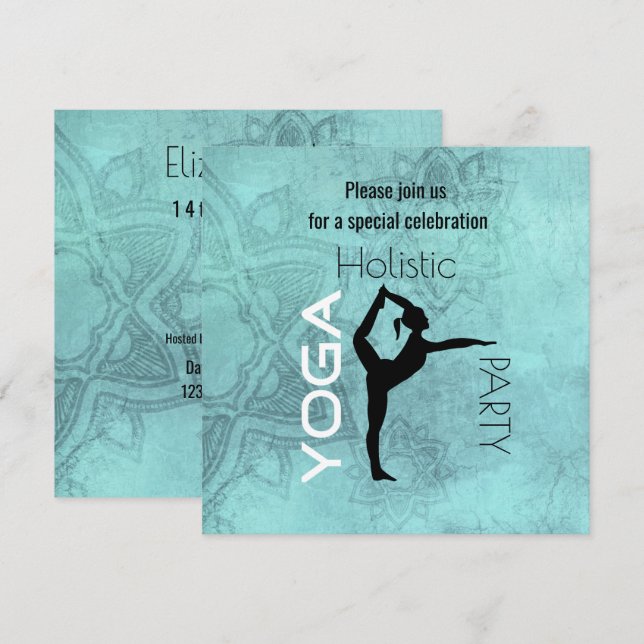 Yoga Party med Yoga Pose på Lotus Background Inbjudningar (Fram/baksida)
